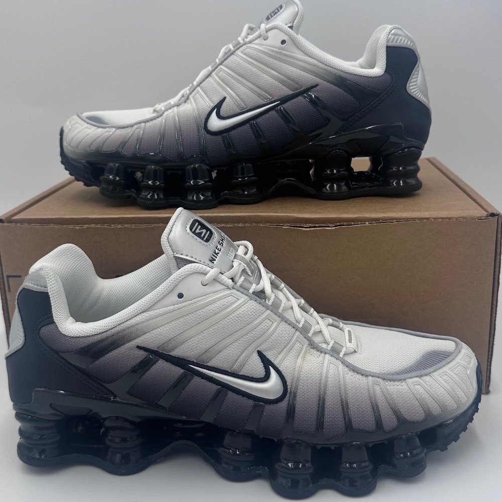Nike Shox TL Women's 9.5 White Black Gradient Silver IB7705-001 Running Shoes